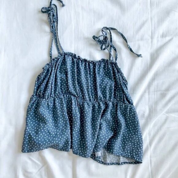 Pacsun (LA Hearts) Blue Top with Tie Straps - Picture 1 of 2
